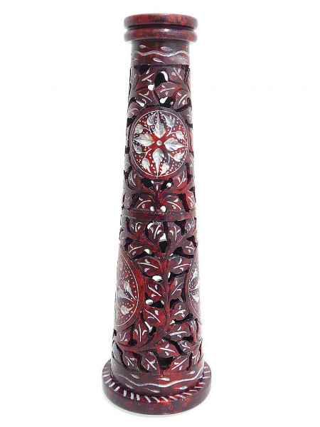 Räucherturm „Khilana“ - rubinrot aus Speckstein