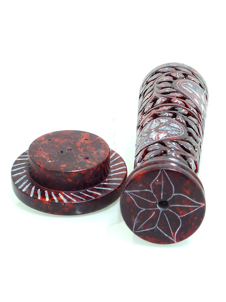 Räucherturm „Khilana“ - rubinrot aus Speckstein