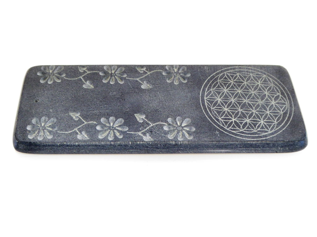 Räucherstäbchenhalter „Blume des Lebens“ aus Speckstein 20x7,5