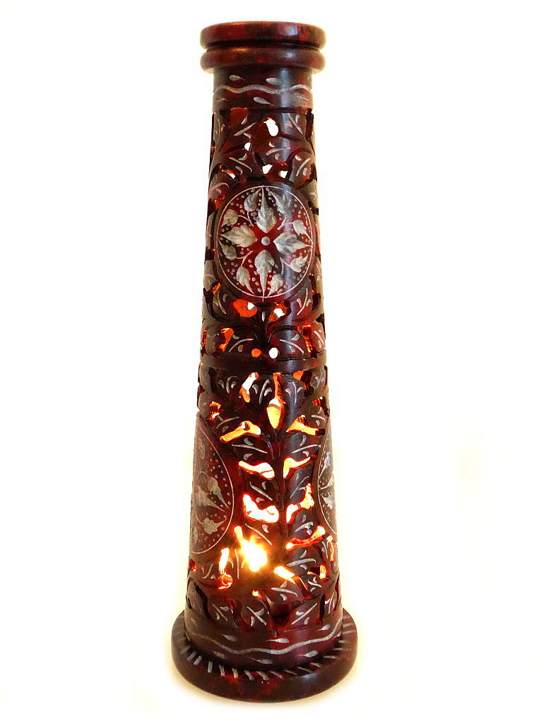 Räucherturm „Khilana“ - rubinrot aus Speckstein